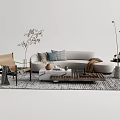 Quiet Sofa Tea Table Combination Sofa Coffee Table 3d model