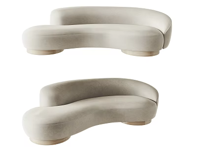 Elegant Modern Curved Sectional Sofa With Light Upholstery And Wooden Legs 3d model