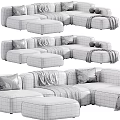 Modern Modular Sofa Collection With Cozy Velvet Pillows Blankets In Beige Brown Light Blue