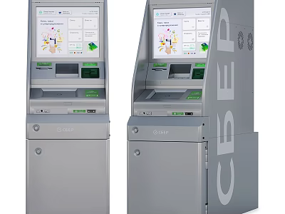 Smart Machines Self Service Kiosks With Digital Interface And Modern Design Features 3d model