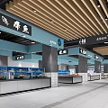 Modern Supermarket Fresh Food Section With Display Counters And Hanging Signage