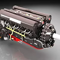 Detailed Industrial Engine Mechanical Structure With Metal Components And Pipes