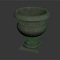 Elegant Ornamental Plant In Antique Bronze Decorative Pot With Carved Patterns And Square Base