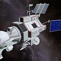 Advanced Spacecraft With Antenna Solar Panels And External Structure In Space