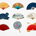 Traditional Decorative Fans With Different Styles Colors And Intricate Patterns