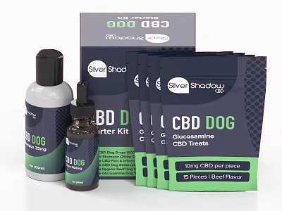 Silver Shadow CBD Dog Starter Kit with Oil and Glucosamine Beef Flavor Treats 3d model