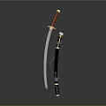 Traditional Japanese Katana With Red Handle And Black Sheath Featuring Golden Accents