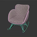 Light Pink Fabric Rocking Chair with Curved Backrest Armrests Black Rocking Legs Modern Minimalist Design