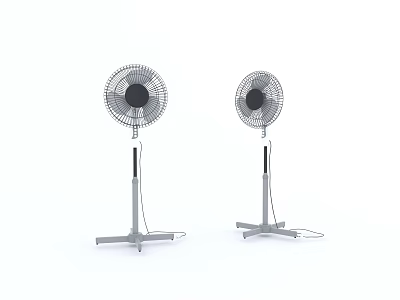 Two Modern Pedestal Air Conditioner Fans With Metal Base In White 3d model