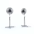 Two Modern Pedestal Air Conditioner Fans With Metal Base In White