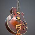 Classic Red Semi Hollow Body Electric Guitar With F Hole And Inlaid Fretboard Design