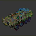 Military Tank M1117 with Tan Armor Six Wheels and Antenna