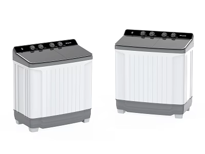 Twin Tub Washing Machines With White And Gray Modern Design Top Control Panel 3d model