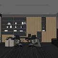 Modern Office Interior With Shelves Table Chairs Sofa And Window View 3d model