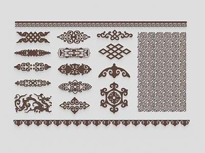 Mongolian Pattern Carved 3d model