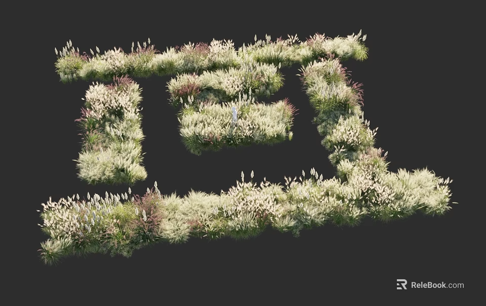 Delicate Flower and Grass Arrangement Forming Intricate Geometric Patterns With White Lavender Tones 3d model 