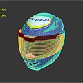 SHEEO Blue Green Sporty Helmet With Face Shield Protective Fashion Design