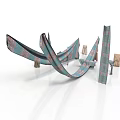 Colorful Plant Inspired Structure With Vine Like Design And Wooden Supports