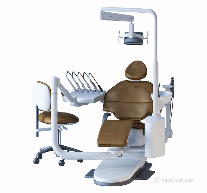 Professional Dental Medical Equipment With Comfortable Chair Instrument Tray And Light 3d model 