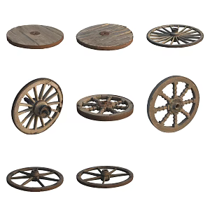Wooden wheels 3d model