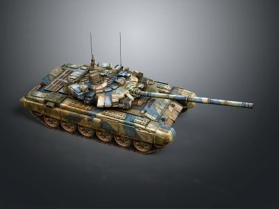 Detailed Military Tank With Camouflage Paint Green Brown Colors Long Gun Barrel And Metal Tracks 3d model