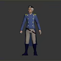 Game and Movie Character in Blue Coat with Yellow Accents Light Pants and Blue Boots