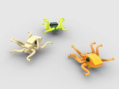 Colorful Octopus Shaped Building Blocks in Yellow Green and Beige for Kids Play 3d model