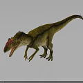 Realistic Yellow Dinosaur With Red Head Open Mouth Sharp Teeth Standing Pose 3d model