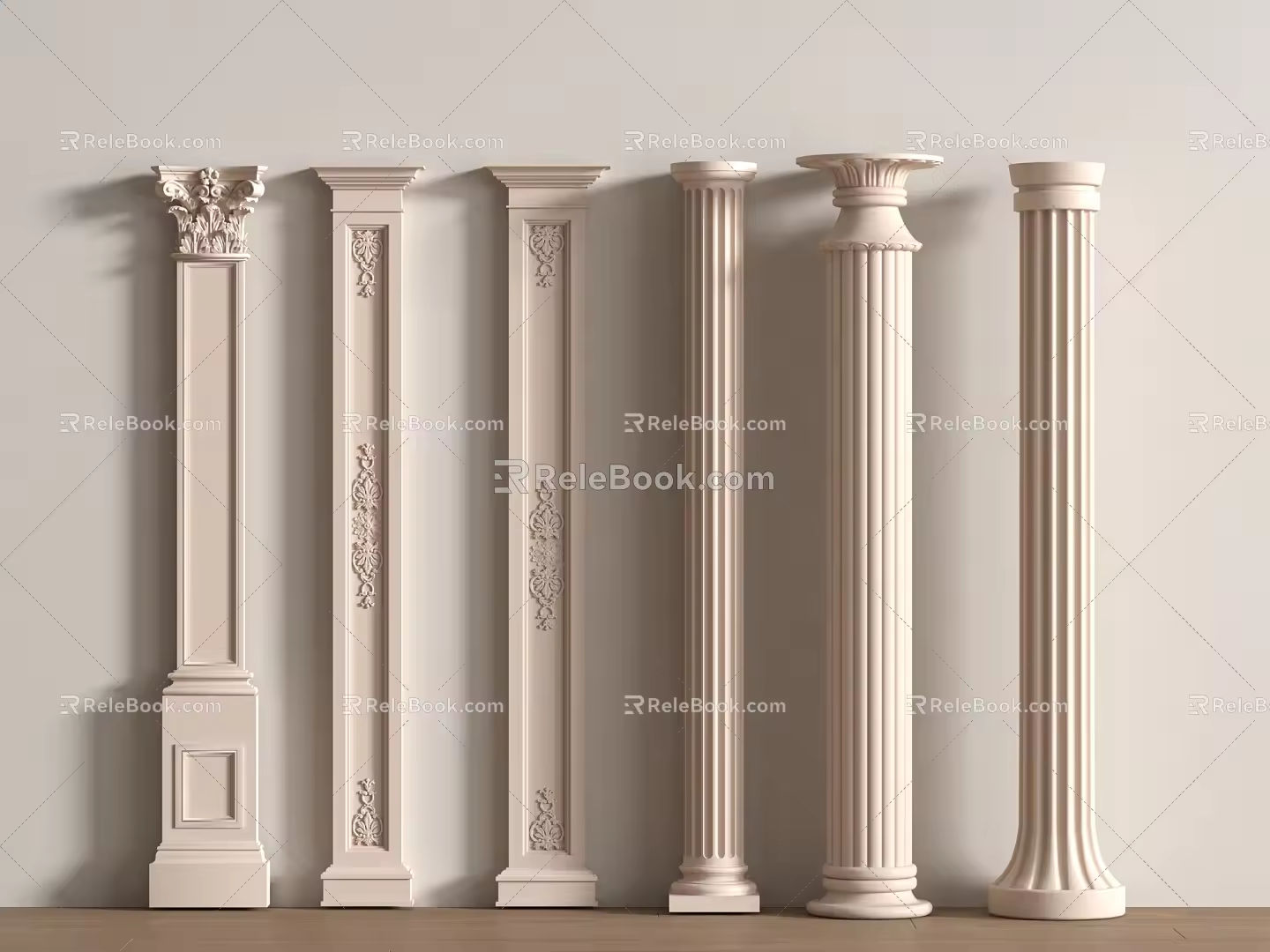 European Column Roman Column Gypsum Column Gypsum Line Cylindrical Square Column 3d model