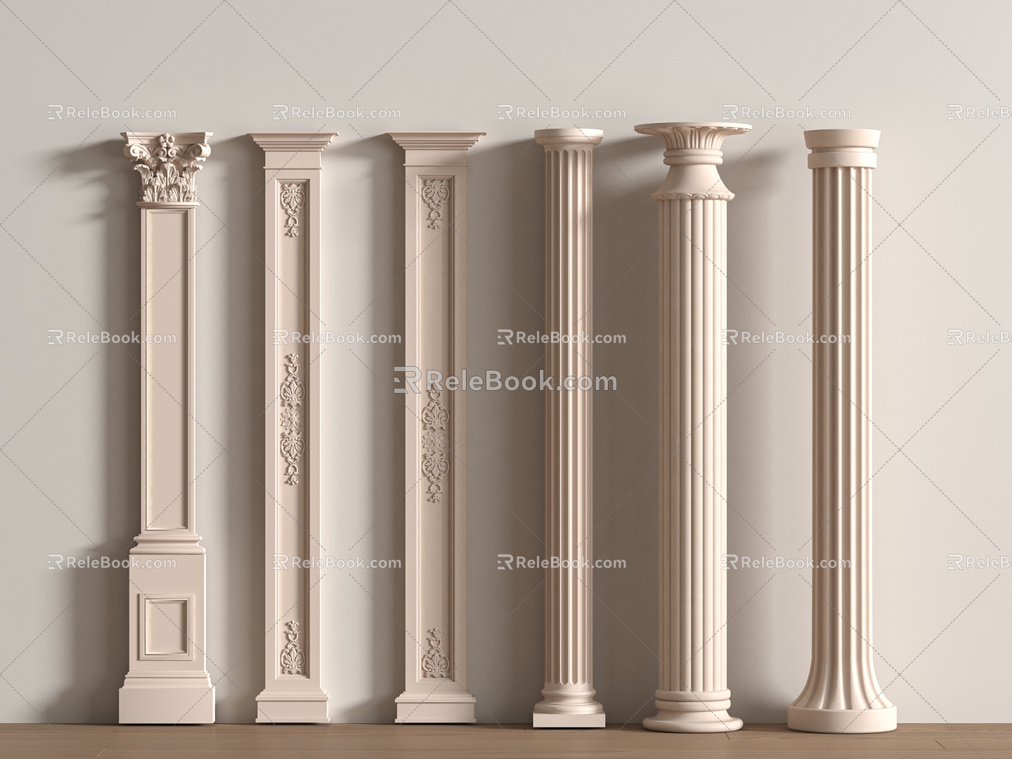 European Column Roman Column Gypsum Column Gypsum Line Cylindrical Square Column 3d model