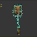 Ornate Wooden Hammer With Metal Spikes Chain And Tassel Decorative Design