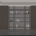 Elegant Modern Minimalist Bookcase With Wooden Metal Frame And Books Decorations