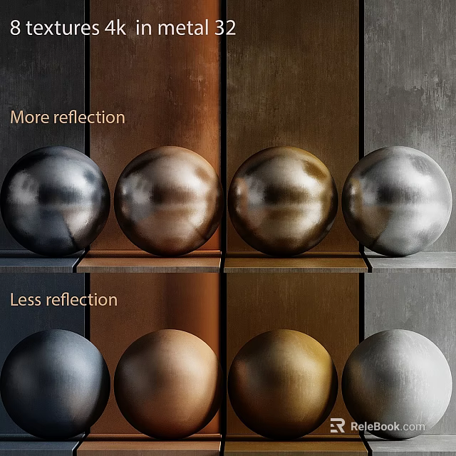Metal Spheres With More And Less Reflection On Colored Background Panels 3d model 
