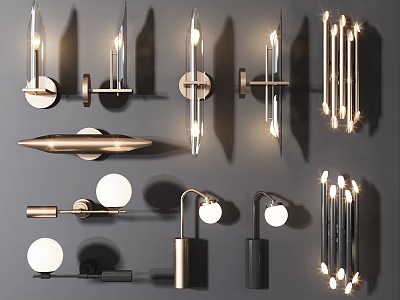 Modern Lighting Combinations With Stylish Wall And Table Lamps For Home Decor 3d model