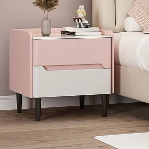 Children's Bedside Cabinet Bedroom Children's Room Princess Room Pink Ornaments Pillow Leather Bed Leather Pattern 3d model