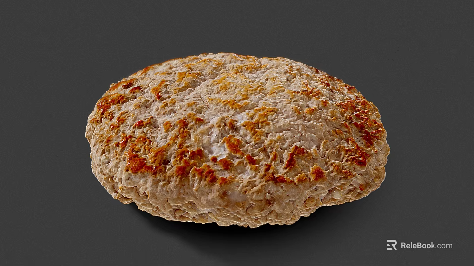 Golden Brown Round Baked Bread With Crispy Crust And Fluffy Texture 3d model 