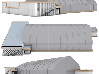 Birds Eye View Planning of Large Architectural Structures With Curved Roofs and Staircase Platforms 3d model