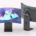 Curved Gaming Monitor With Modern Design And Immersive Screen Displaying Futuristic Game Scene