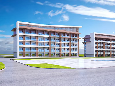 Modern Single Family Villa With Multi Story Design Balconies And Green Lawn 3d model
