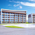Modern Single Family Villa With Multi Story Design Balconies And Green Lawn