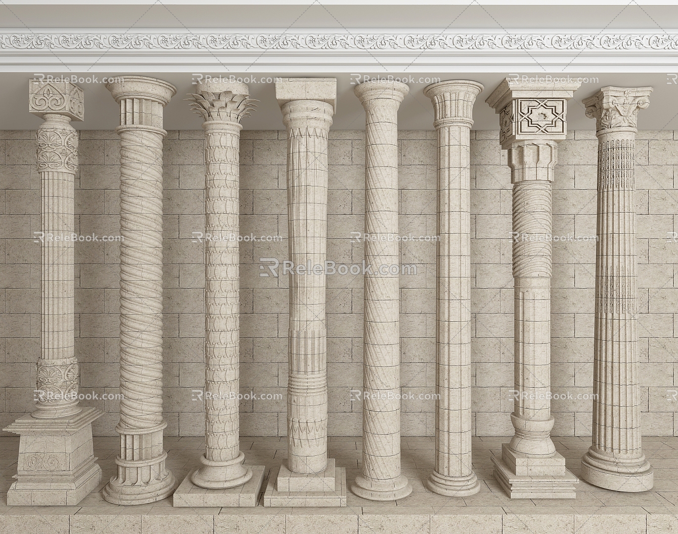 Roman Column European Roman Column European Column European Component Column 3d model