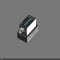 Black Electronic Device With Metal Connector And Technical Label For Industrial Use