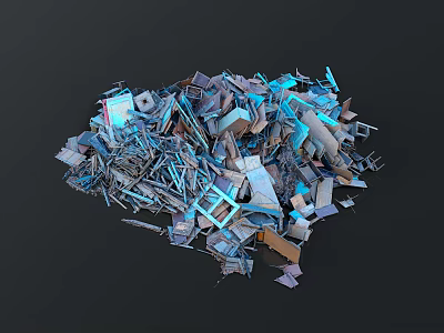 Piled Metal Scraps With Various Irregular Shapes And Metallic Colors 3d model