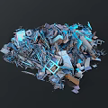 Piled Metal Scraps With Various Irregular Shapes And Metallic Colors