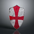 Vintage Shield Design Featuring Red White Cross And Weathered Metallic Surface