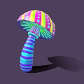 Colorful Mushroom Decorative Ornament Set With Dots And Stripes Design For Home Decor