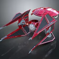 Red Sci Fi Aerospace Spaceship With Aerodynamic Wings And Metallic Structure