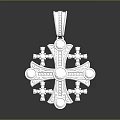 Silver Cross Pendant With Round Accents And Star Details Fashion Accessory
