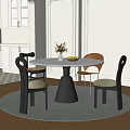 French Dining Table and Chair 3d model