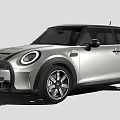 Silver Mini Cooper 3 Door Hatchback with Sporty Wheels and Round Headlights Design
